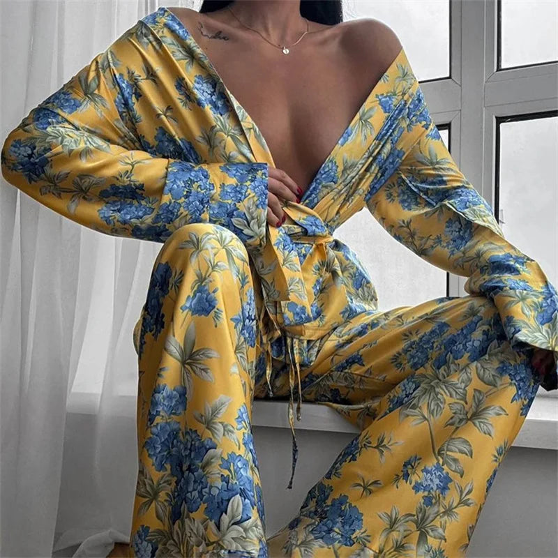 Pyjama Kimono Jaune Sexy femme