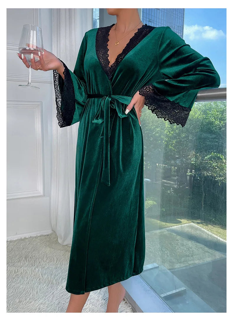 Robe de Chambre Verte Femme Confortable