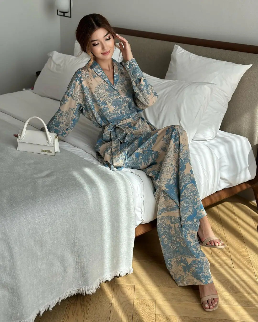 Ensemble Kimono Imprimé Bleu Élégant