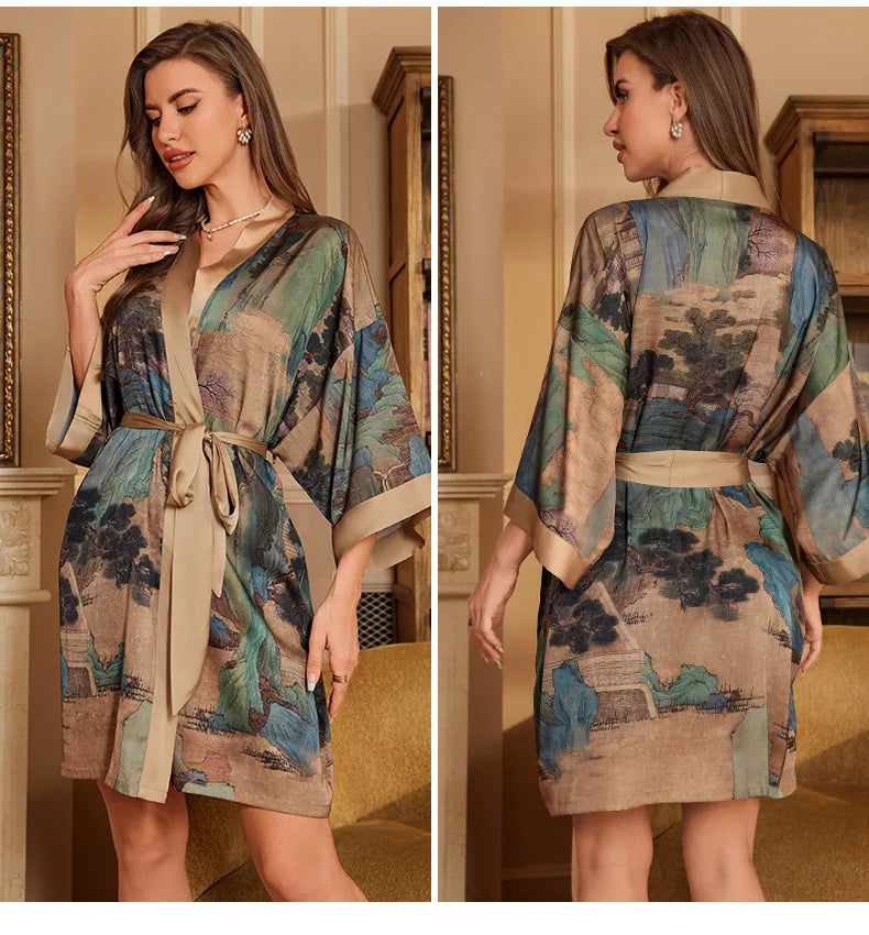 Veste Kimono Femme Style Soie Sexy