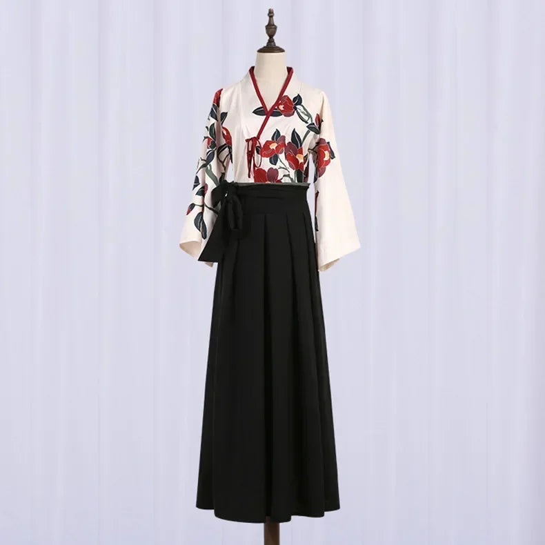 Kimono Japonais Long 2 Pièces Noir