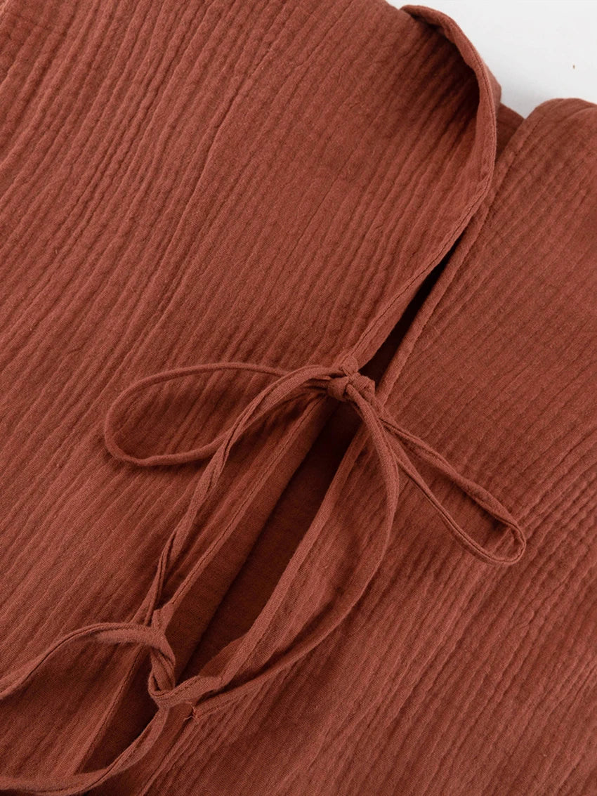 Kimono Pyjama Short Rose à lacets