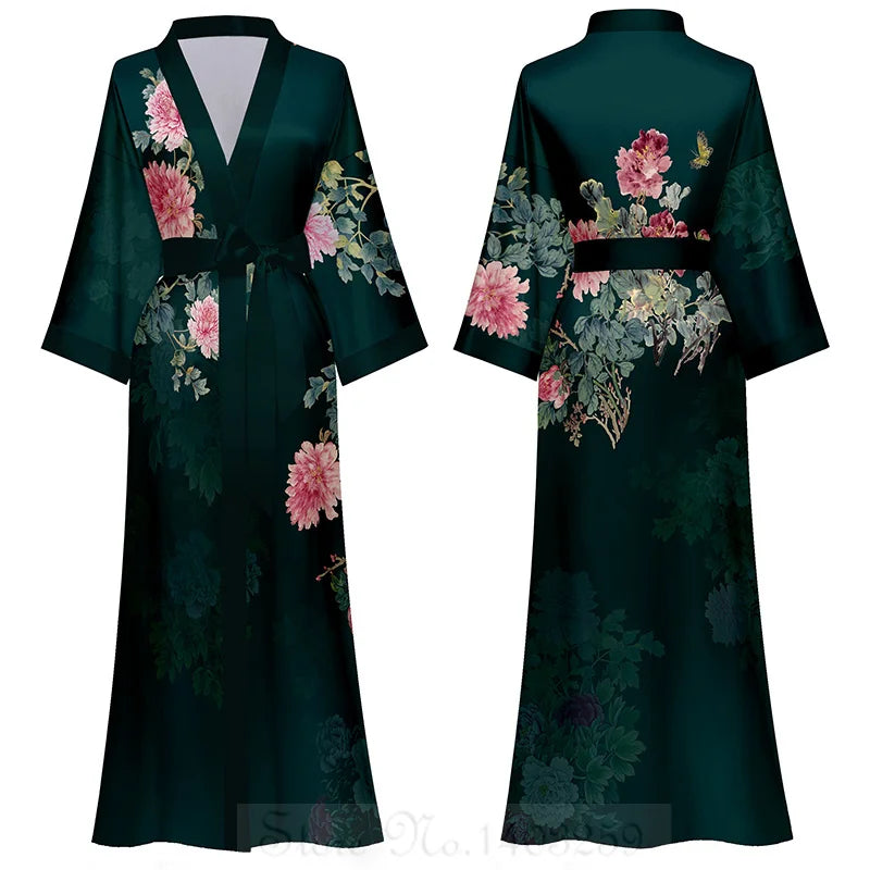 Peignoir Japonais Satin Type Soie Femme Soyeux