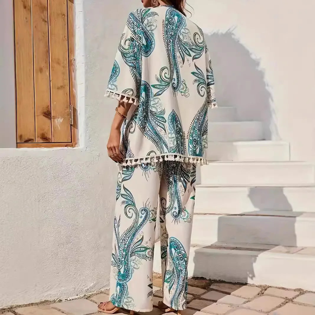 Ensemble Kimono à Pompons Léger
