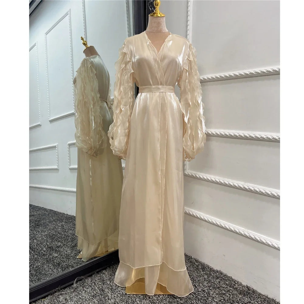 Kimono Abaya à Manches Stylées Beige