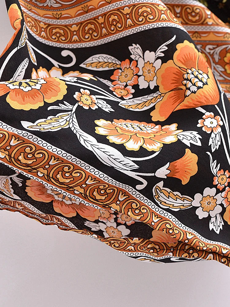 Kimono Bohème Femme Noir Floral léger