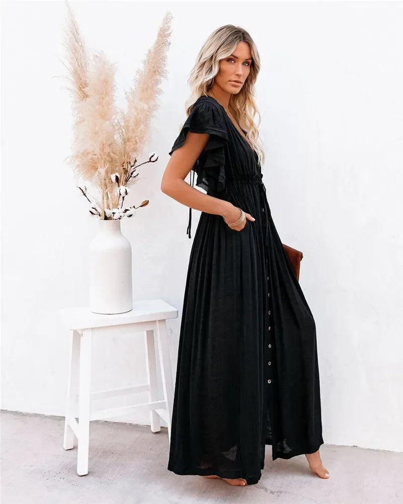 Robe Kimono de Plage Noire chic