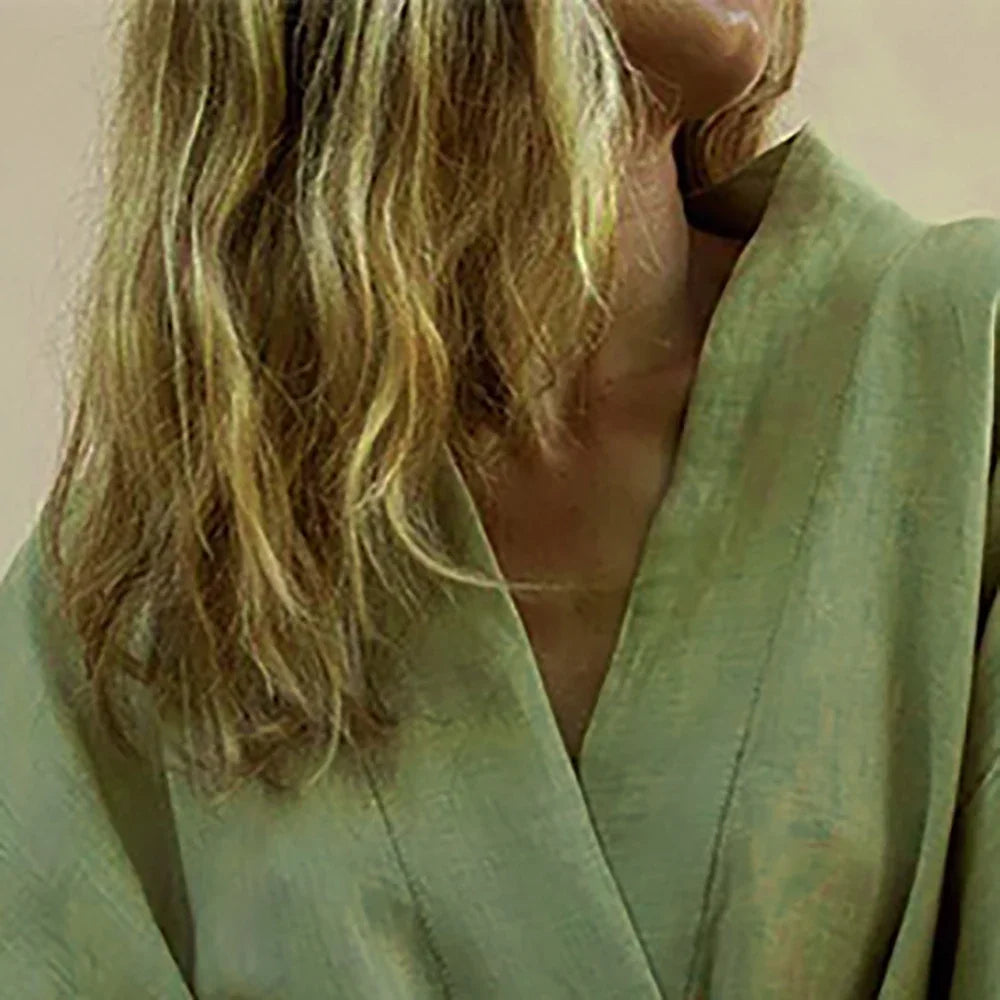 Kimono Gaze de Coton Vert Col