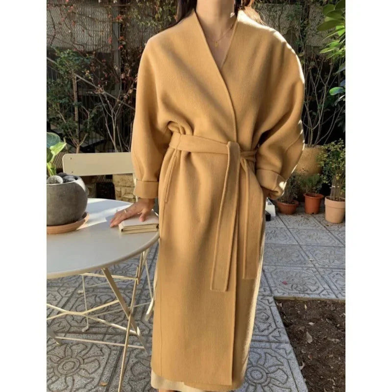 Manteau Kimono Long en Laine Élégant