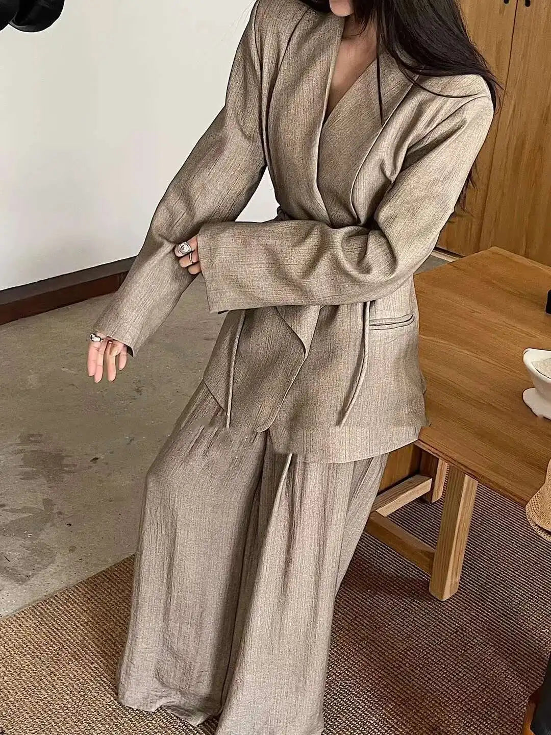 Ensemble Kimono Beige Ample Stylé Léger