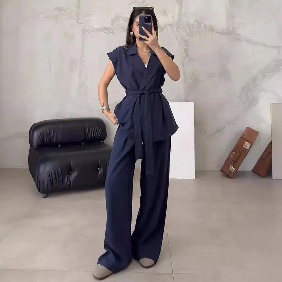 Ensemble Kimono à Manches Courtes Bleu