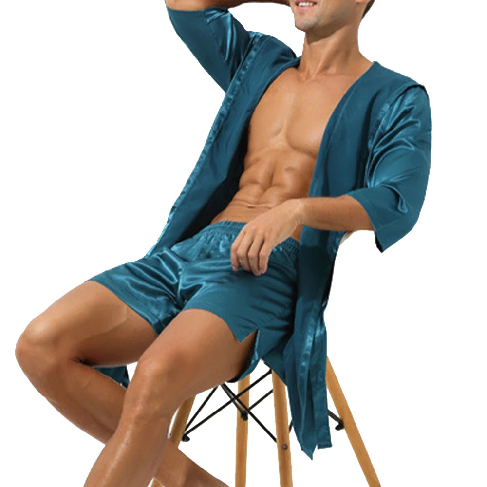 Peignoir Court Homme Satin