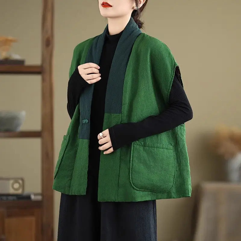 Kimono Manteau Matelassé Vert