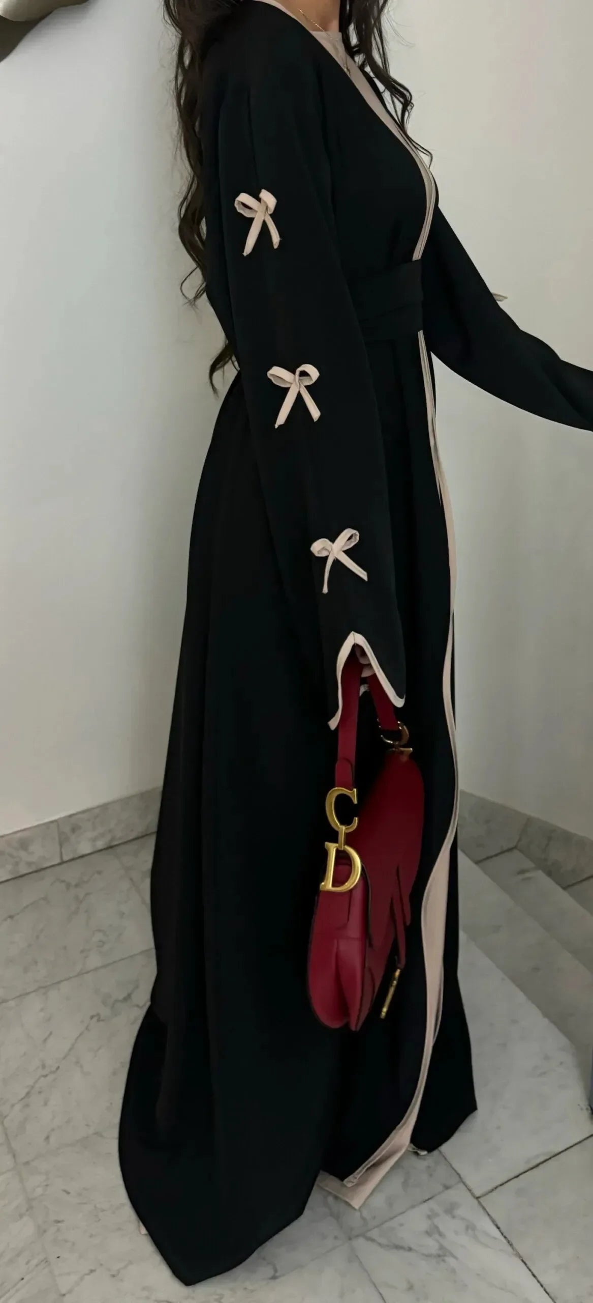 Kimono Abaya Noir à Noeuds
