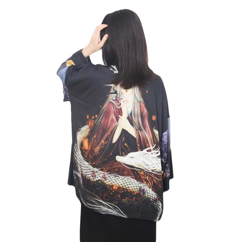 Veste Kimono Sirène Dragon Bleu