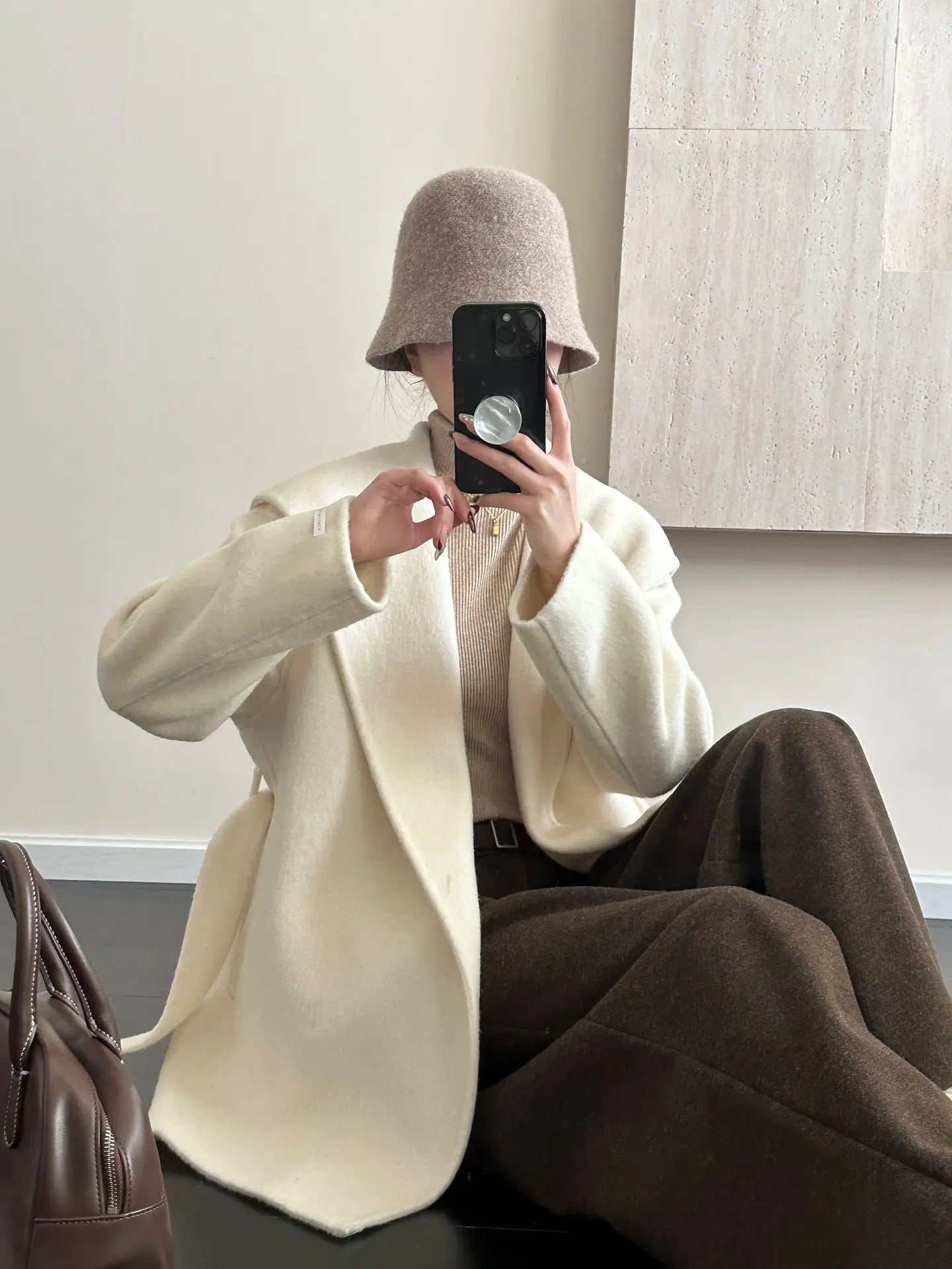 Manteau Kimono à Grand Col Moderne