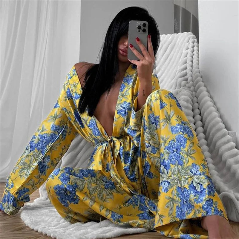 Pyjama Kimono Jaune Sexy tendance