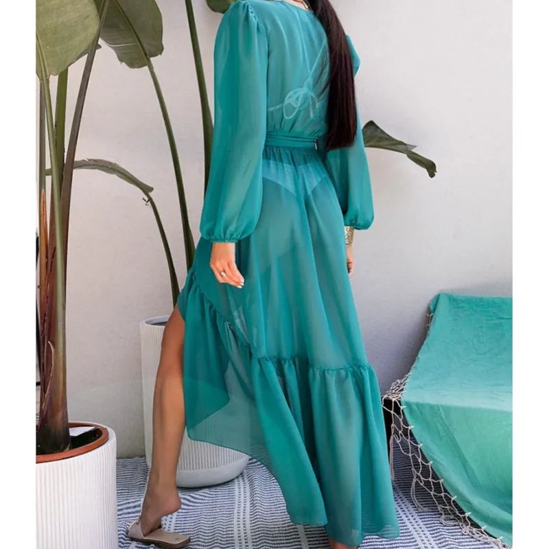 Robe Kimono Sexy en Mousseline manches longues