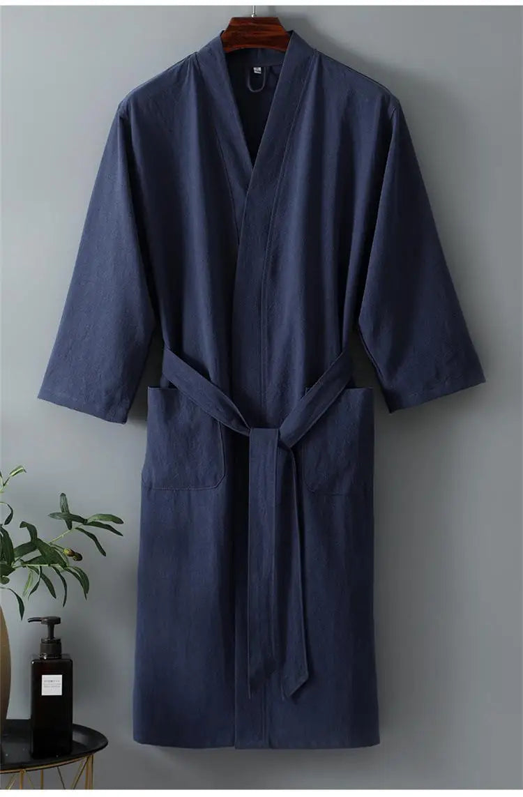 Peignoir Kimono en Coton et Lin manches larges