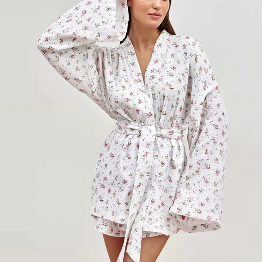 Ensemble Pyjama Kimono Fleuri Stylé