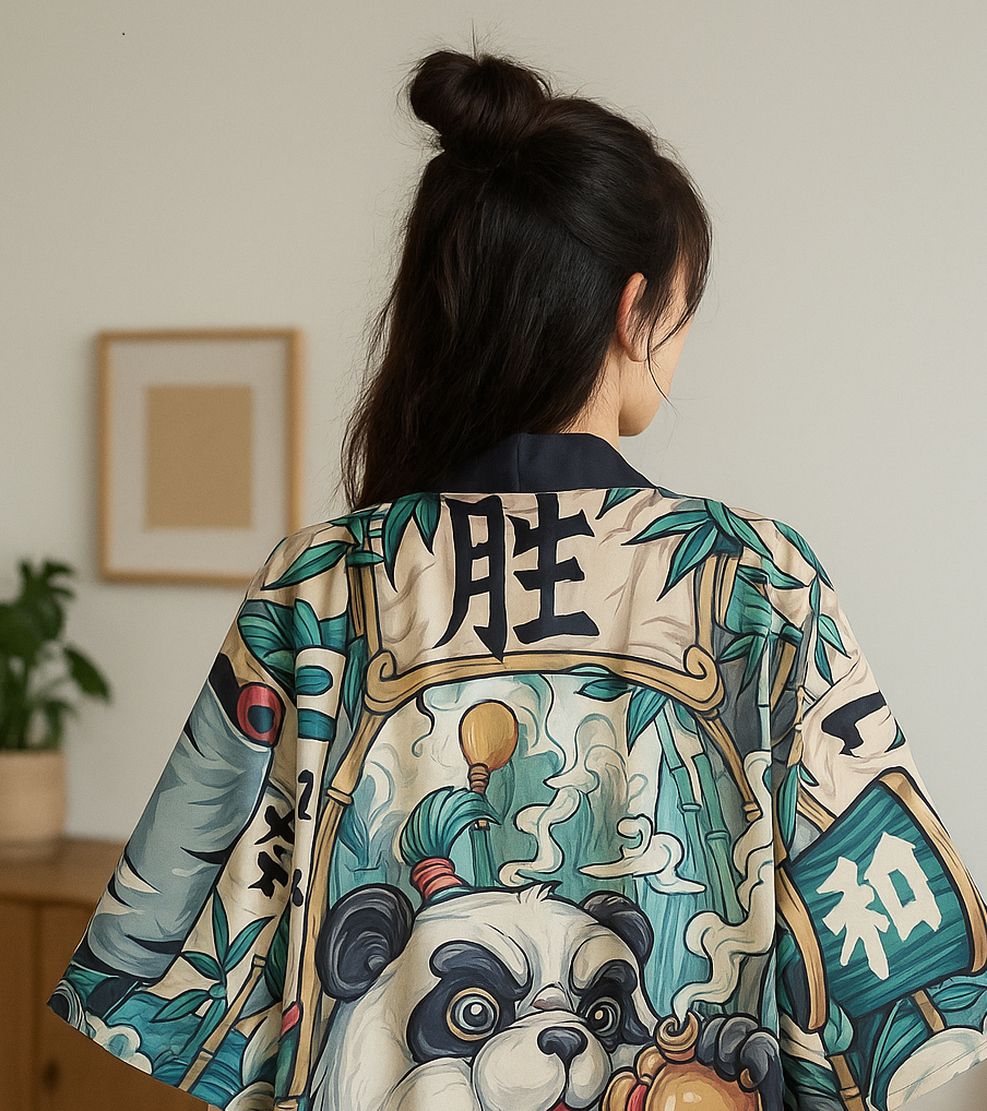 Veste Kimono Japonais Panda Confortable