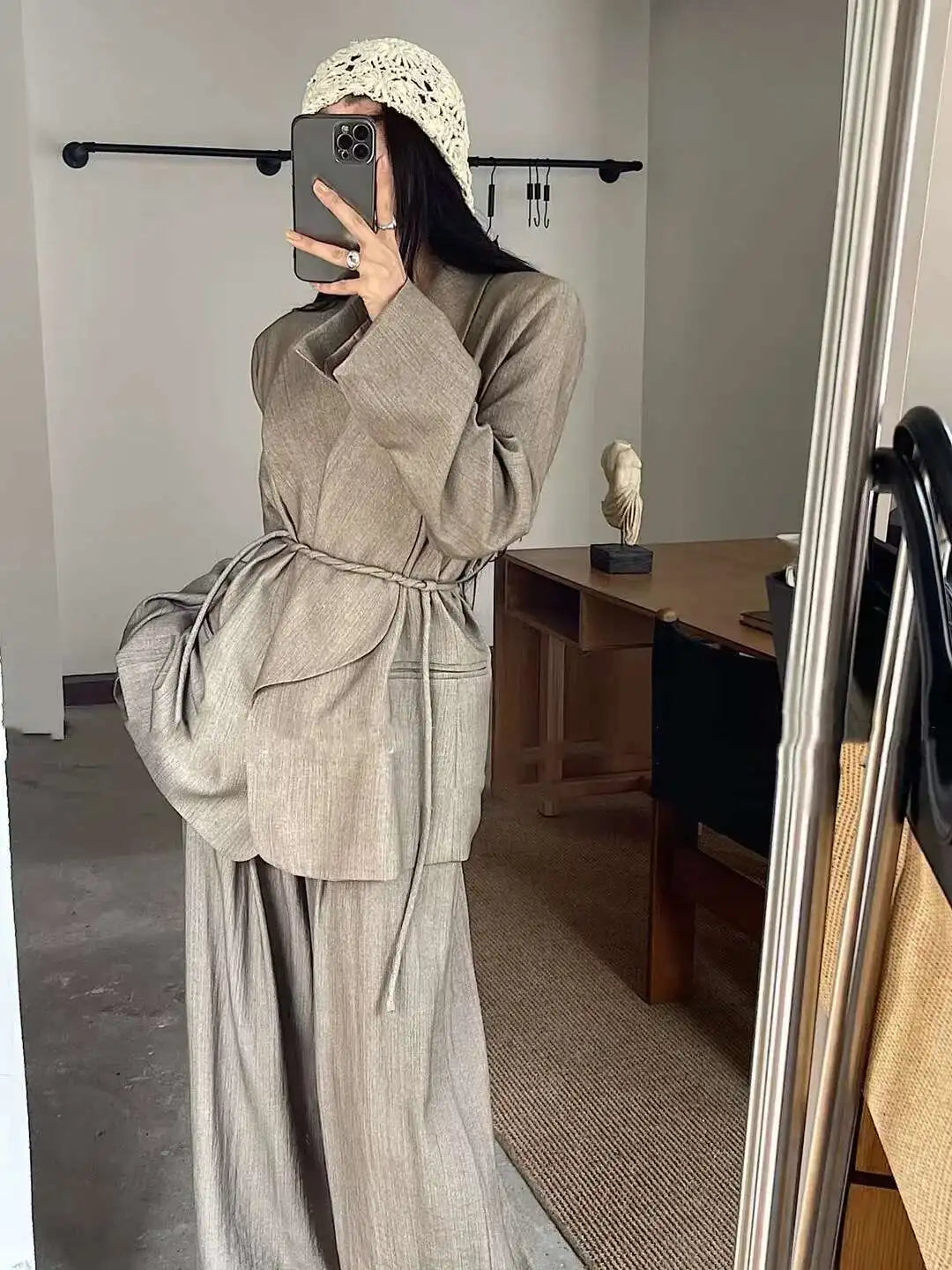 Ensemble Kimono Beige Ample Stylé Élégant