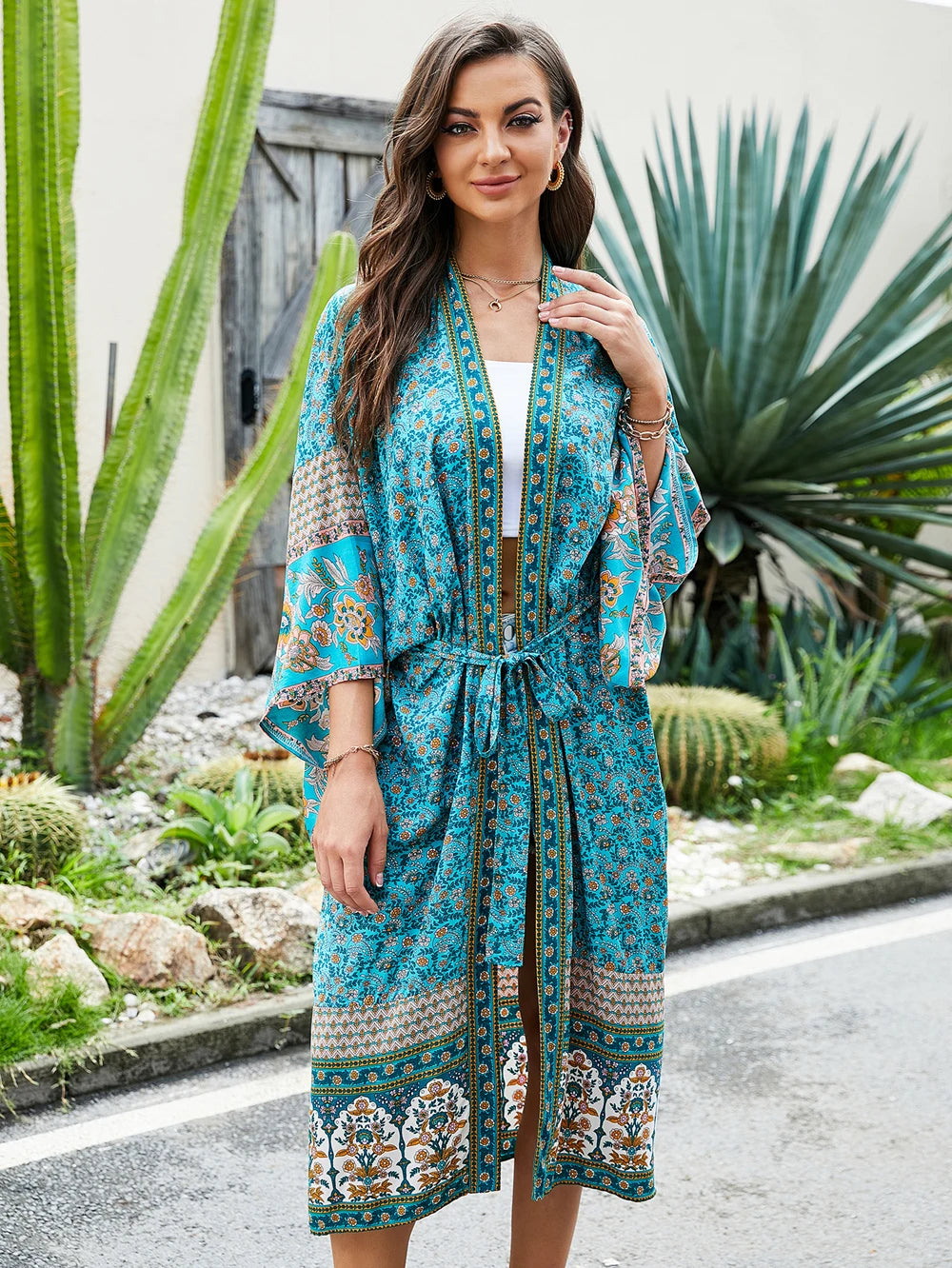 Kimono de Plage à Manches Chauve-Souris Chic