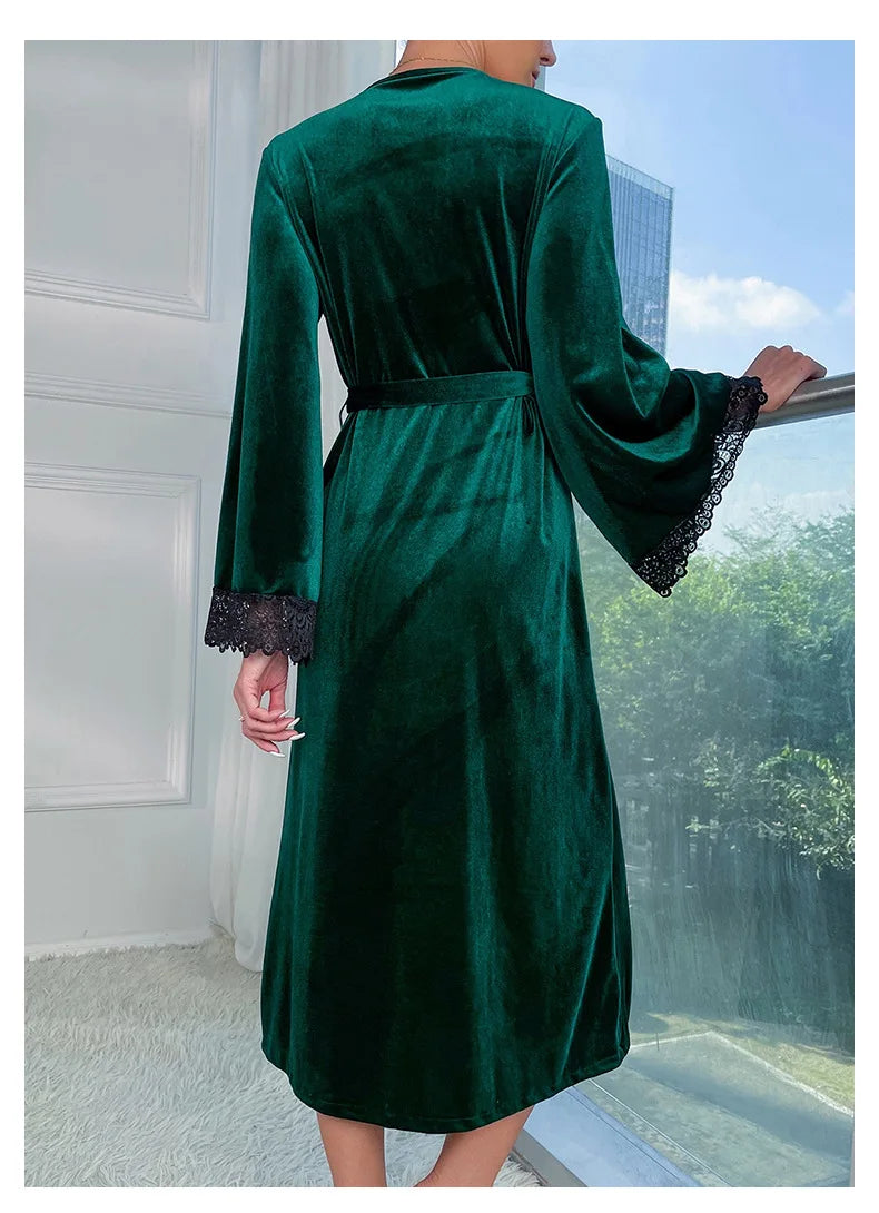 Robe de Chambre Verte Femme Dos