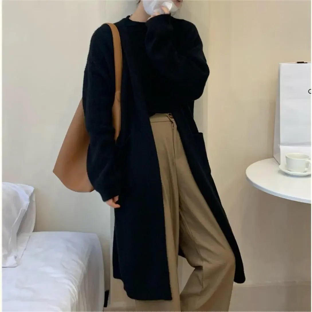 Manteau Cardigan Long Style Kimono Noir