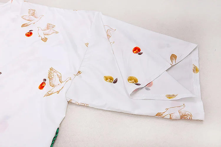 Kimono de Plage Oiseaux Vert tendance