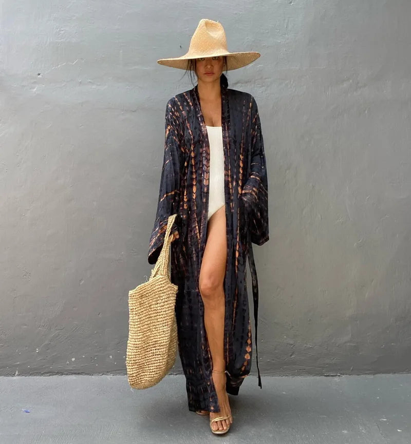 Kimono Femme Noir et Vert Stylé