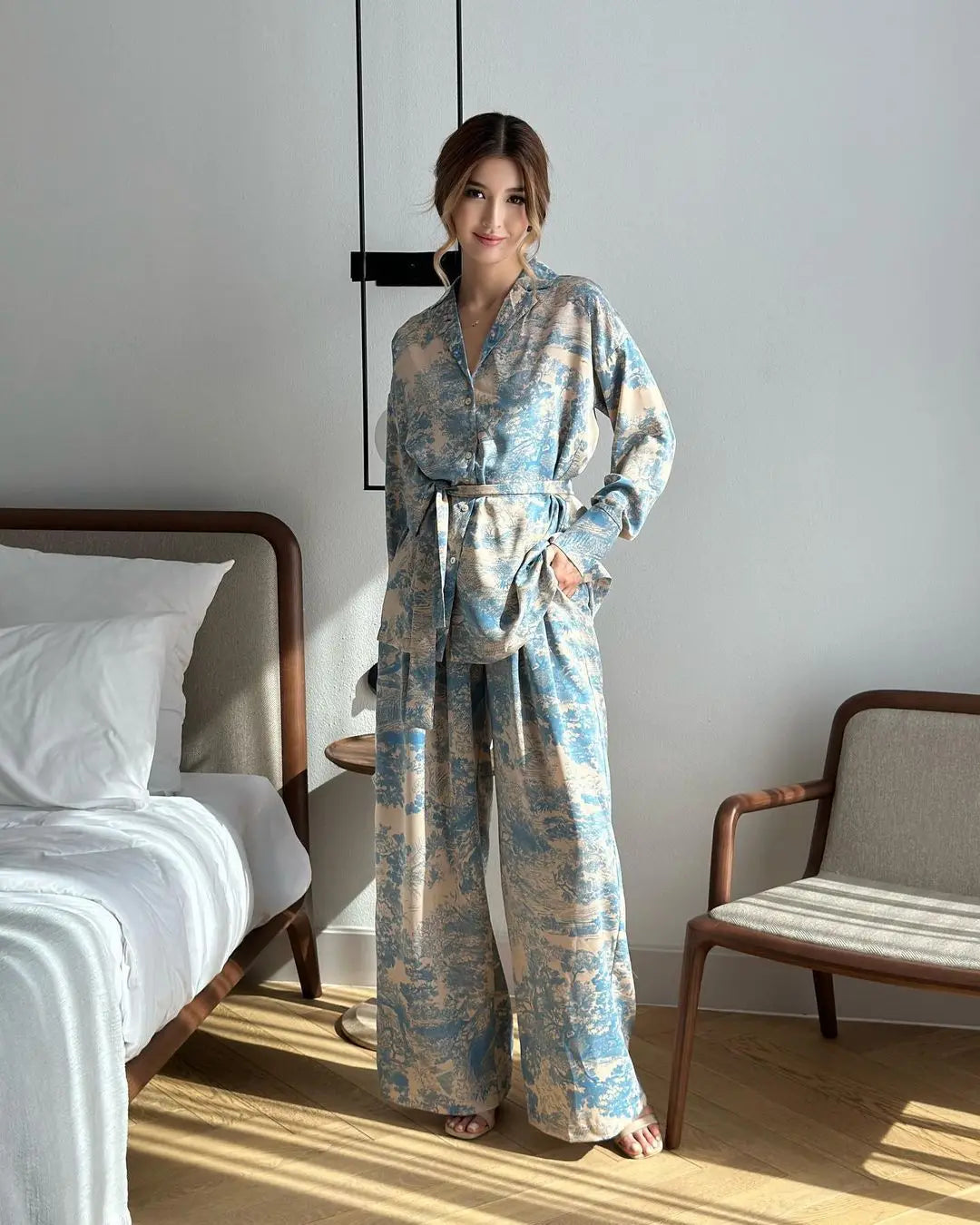 Ensemble Kimono Imprimé Bleu Confortable