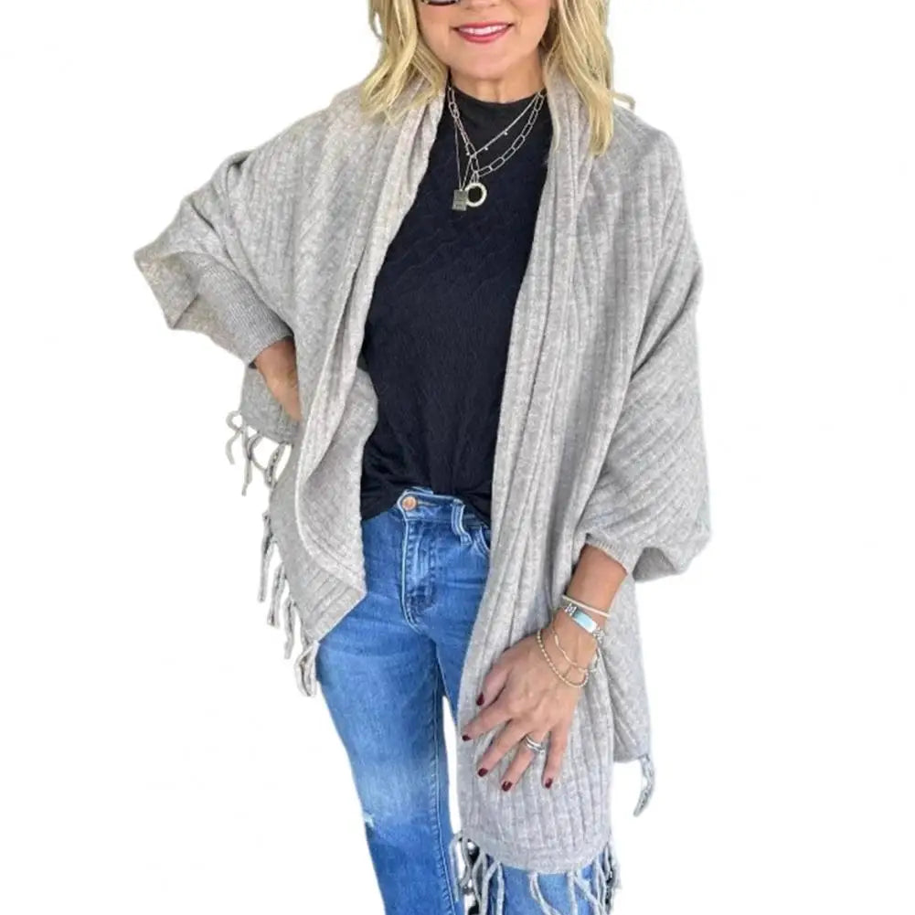 Cardigan Veste Kimono à Franges Minimaliste