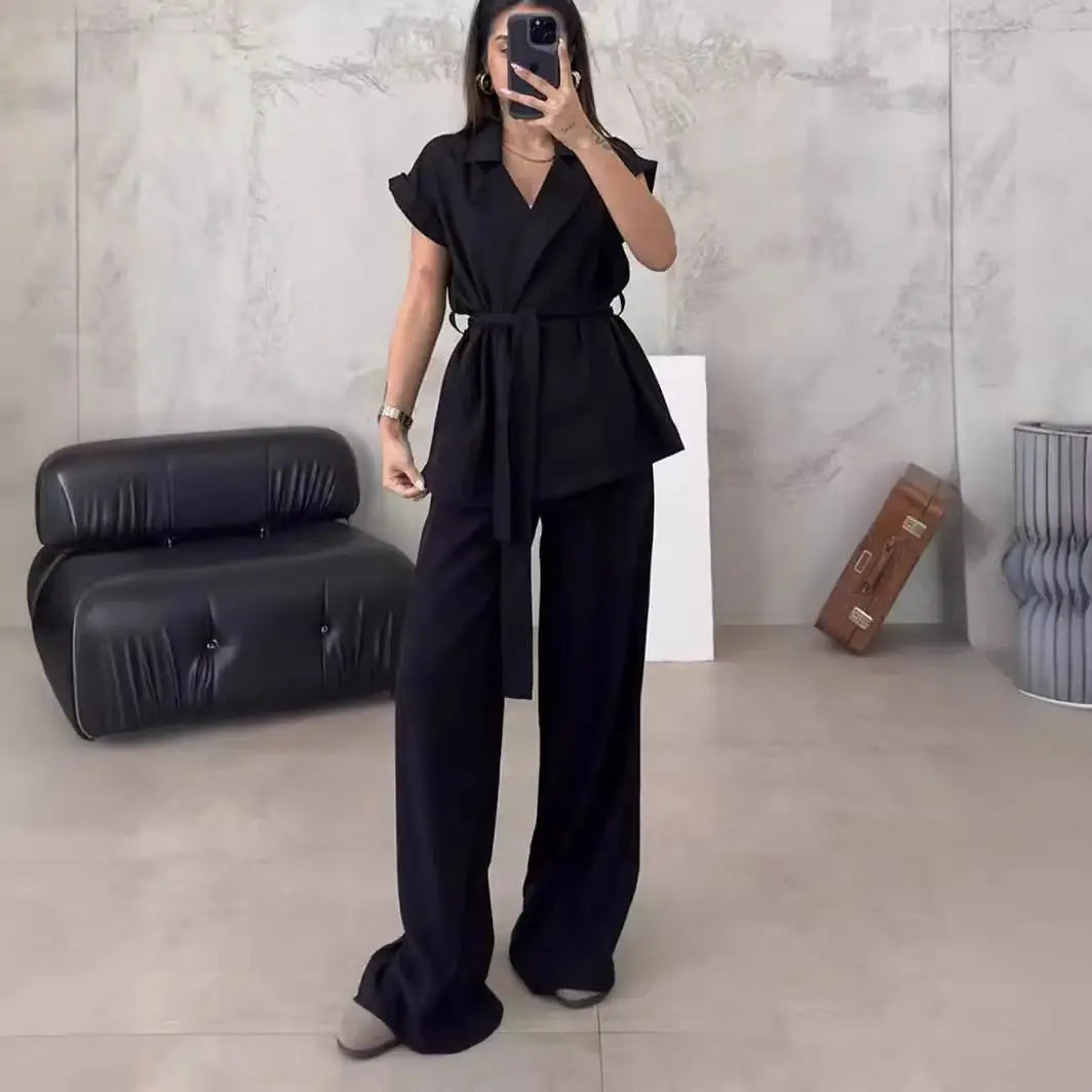 Ensemble Kimono à Manches Courtes Noir