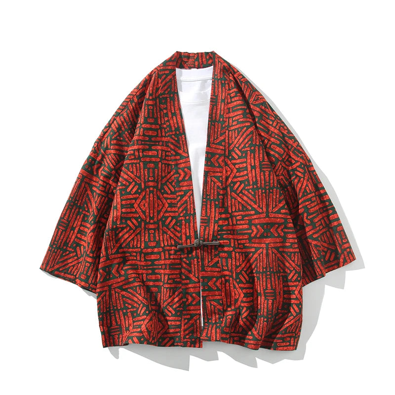 Veste Kimono Rouge et Noire tendance