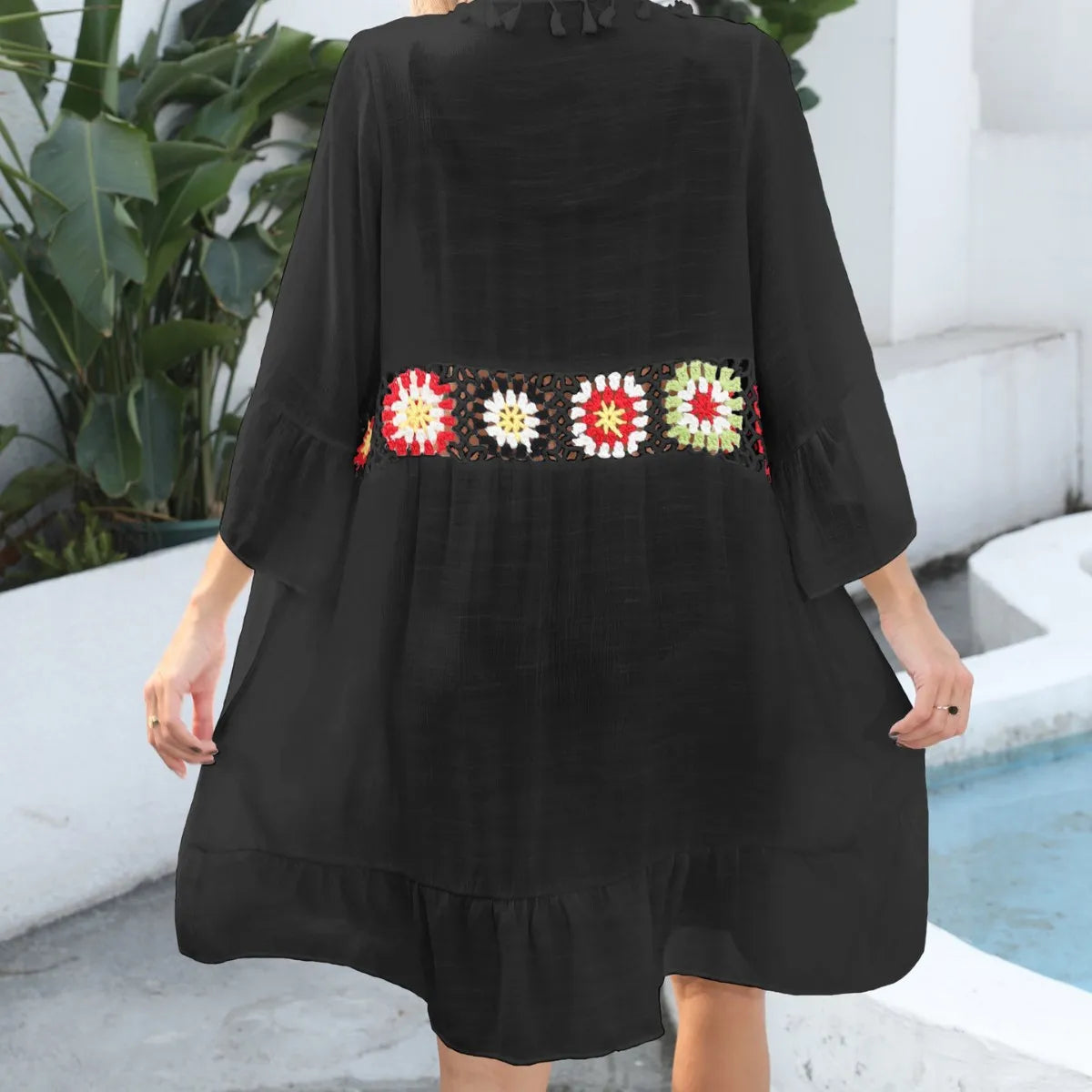 Kimono Bohème Femme Noir Épuré tendance