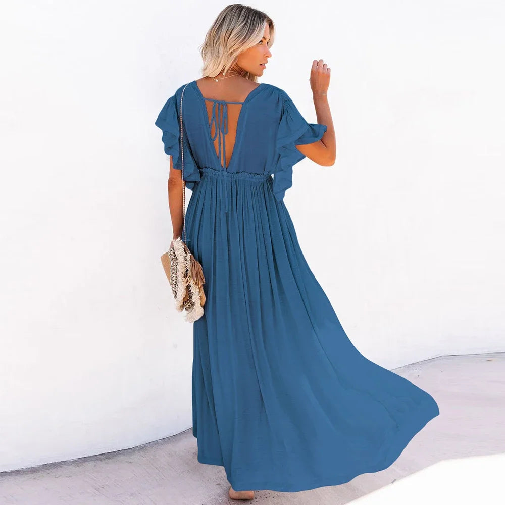 Robe Kimono Légère Bleue chic