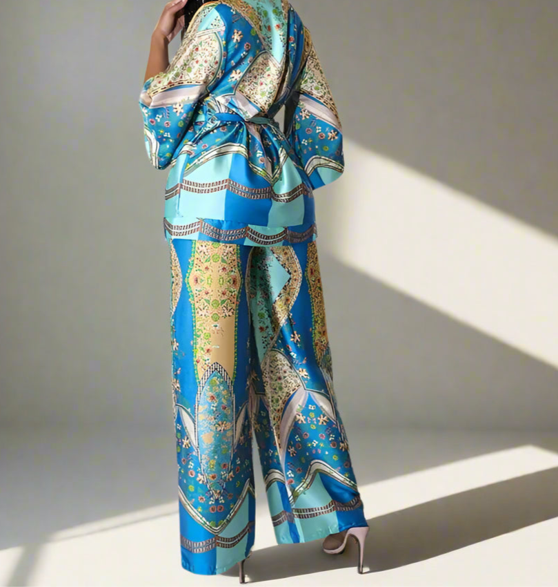 Ensemble Kimono Bleu Coloré Léger