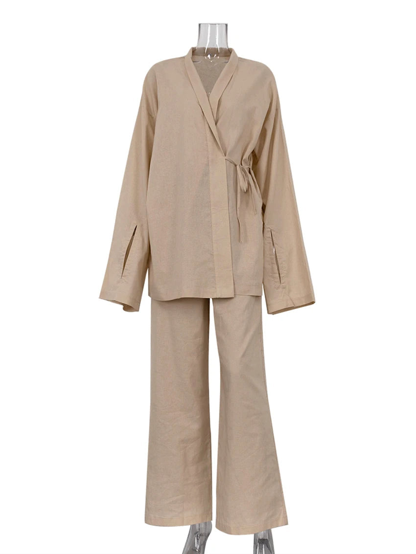 Ensemble Kimono Beige Décontracté Léger
