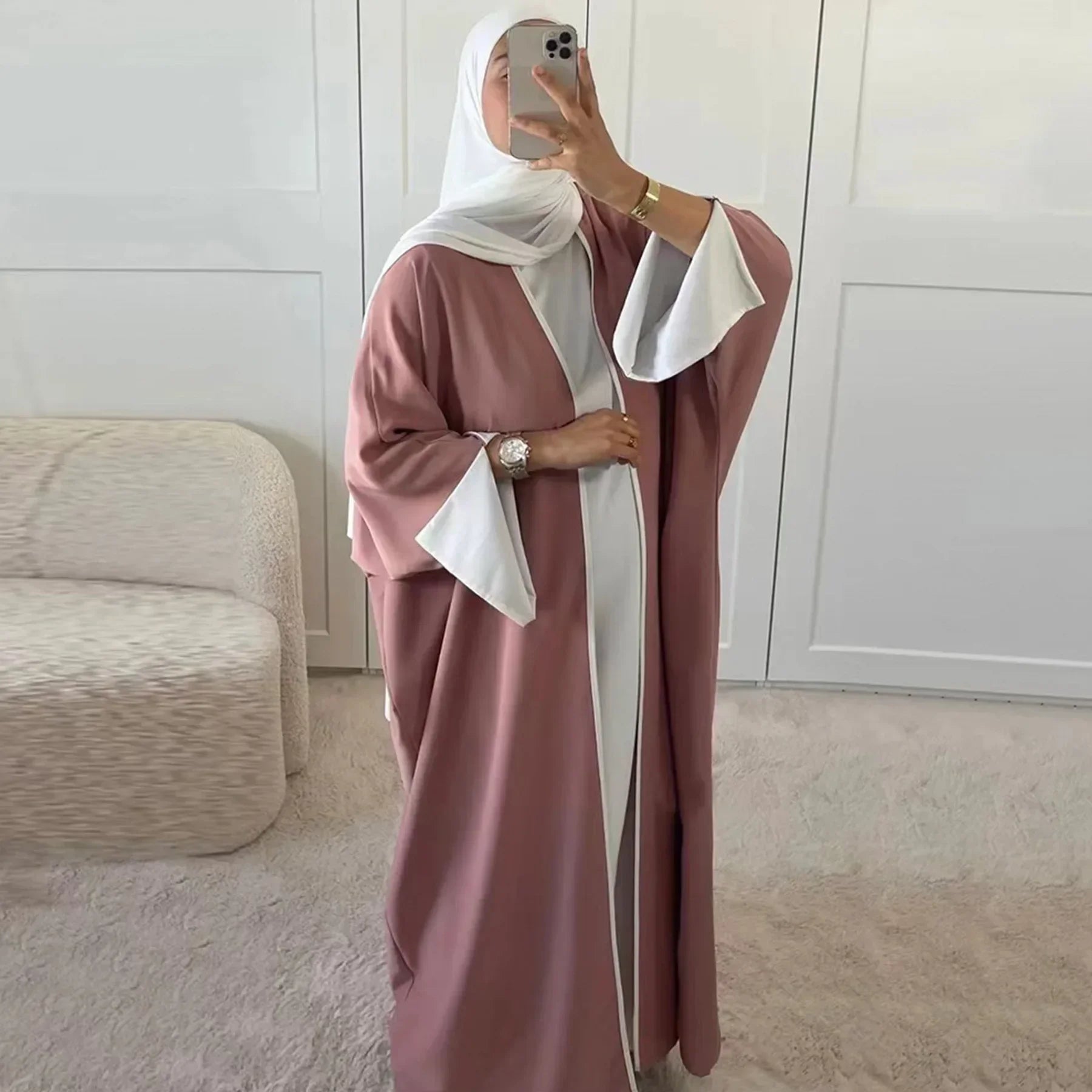 Abaya Kimono Chauve-Souris Rose