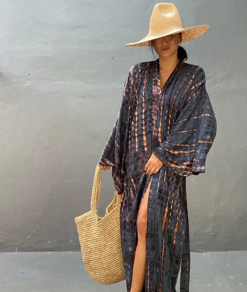 Kimono Femme Noir et Vert Léger