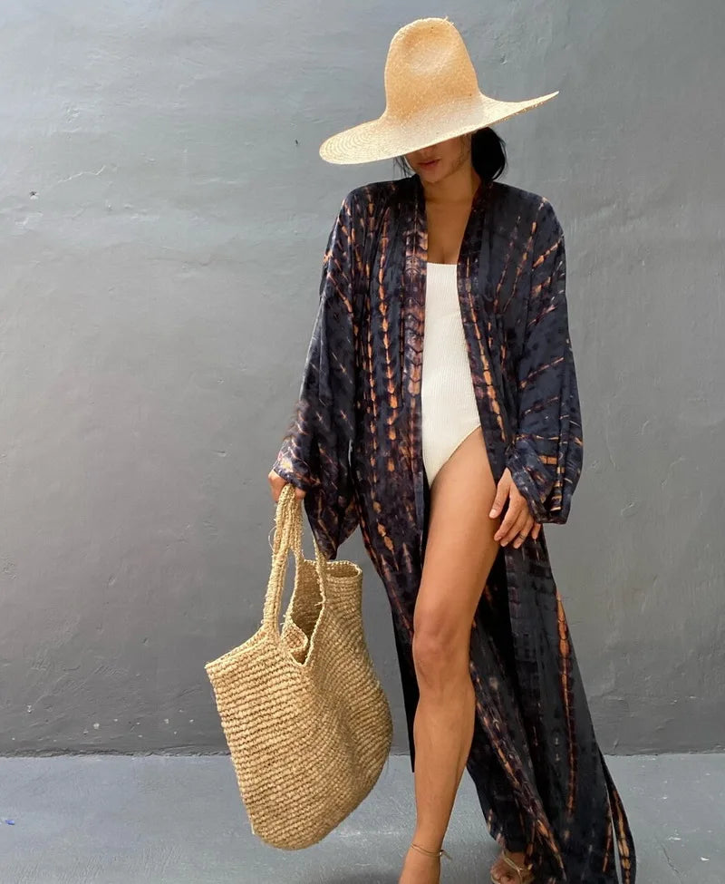 Kimono Femme Noir et Vert Beau