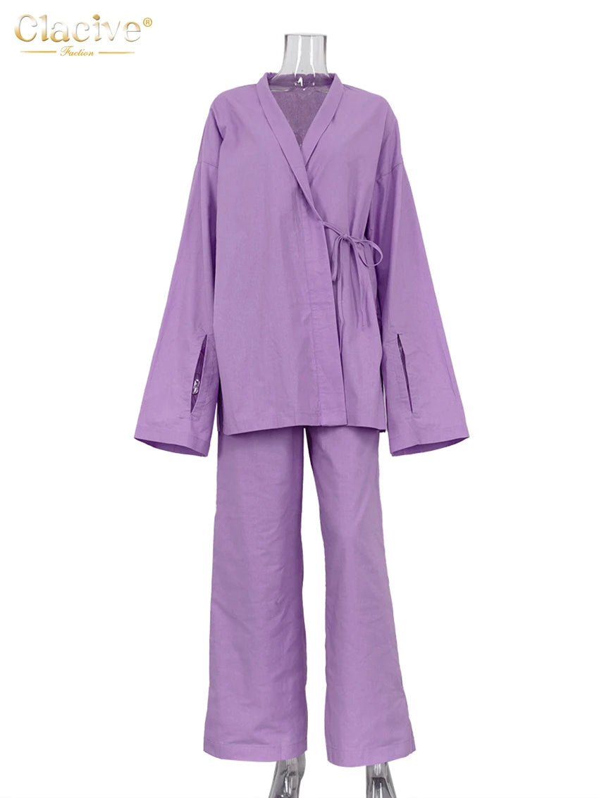 Ensemble Kimono Violet Oversize Stylé