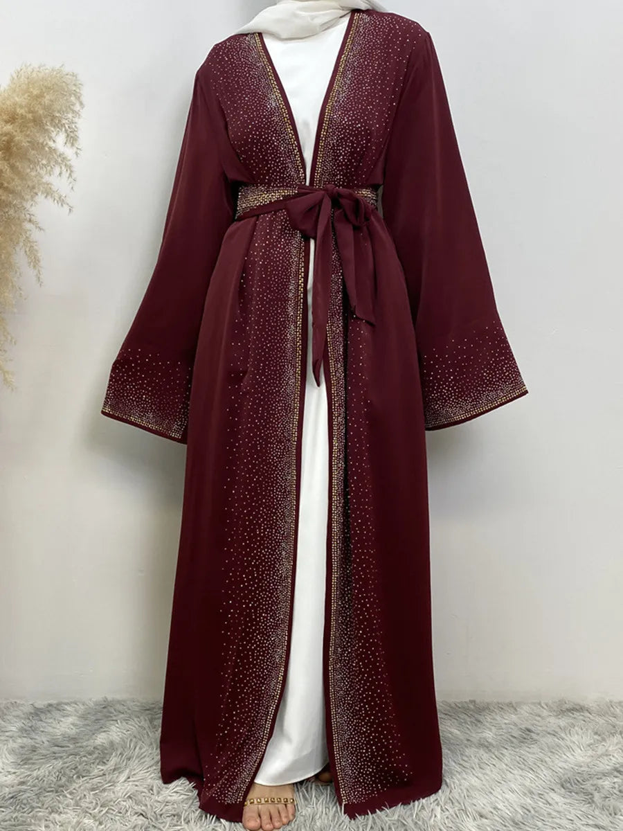 Abaya Kimono Pailletée Rouge