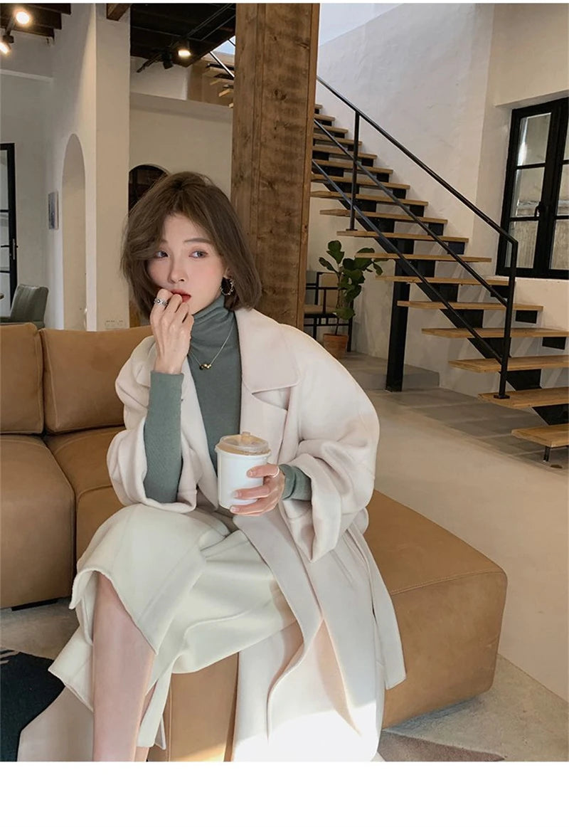 Manteau Kimono d’Hiver Femme Blanc Classique