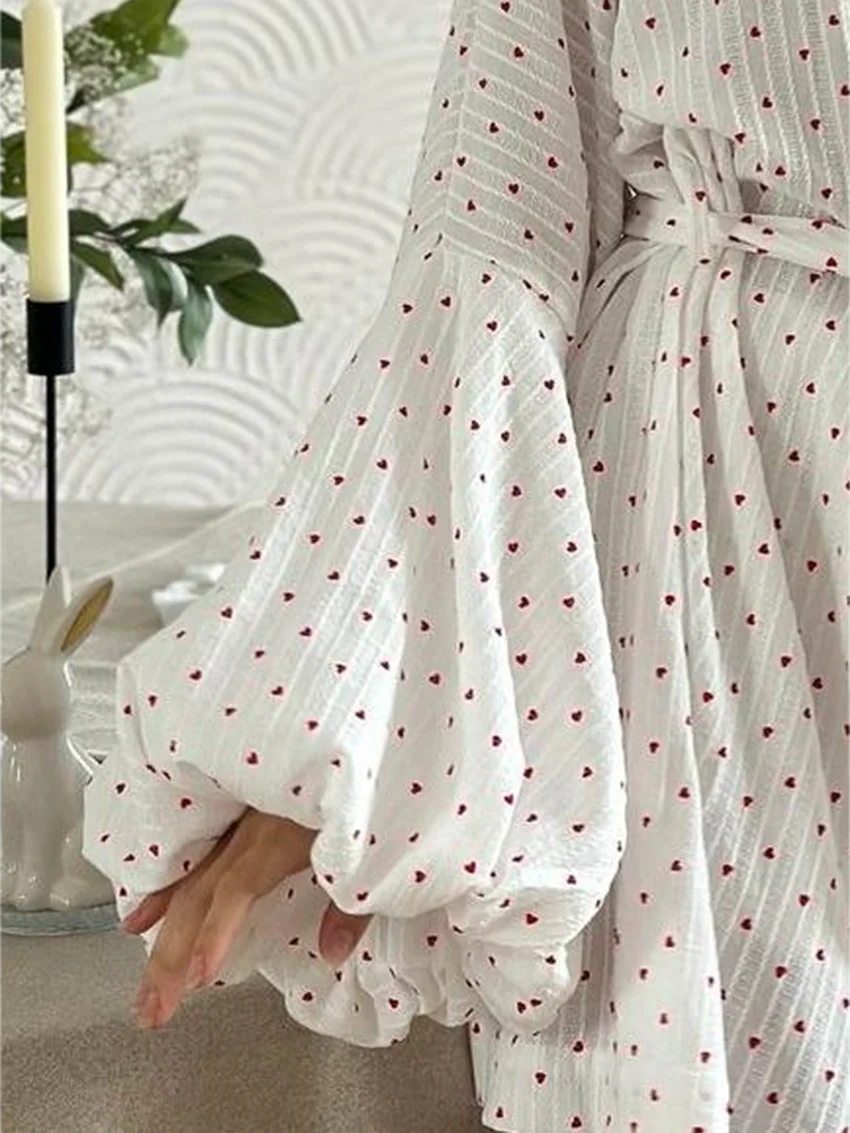 Peignoir Kimono à Petits Cœurs Soyeux