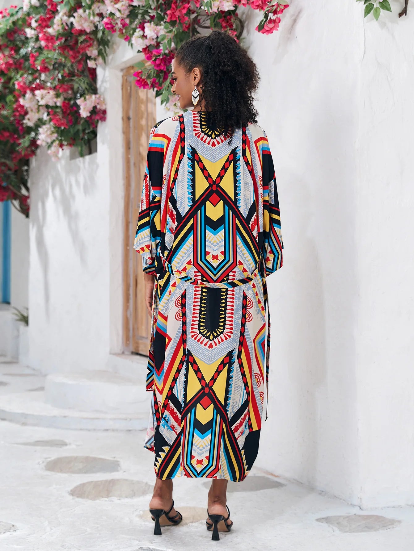 Robe Kimono aux Couleurs Vives imprimée