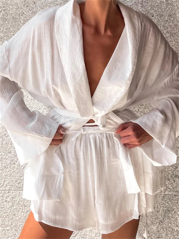 Ensemble Kimono Short Blanc Léger