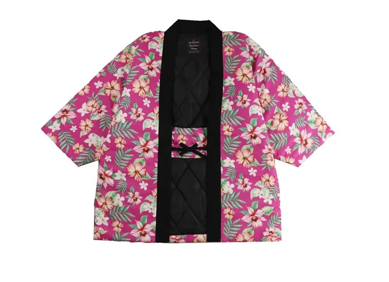 Veste Kimono Floral Ethnique Rose