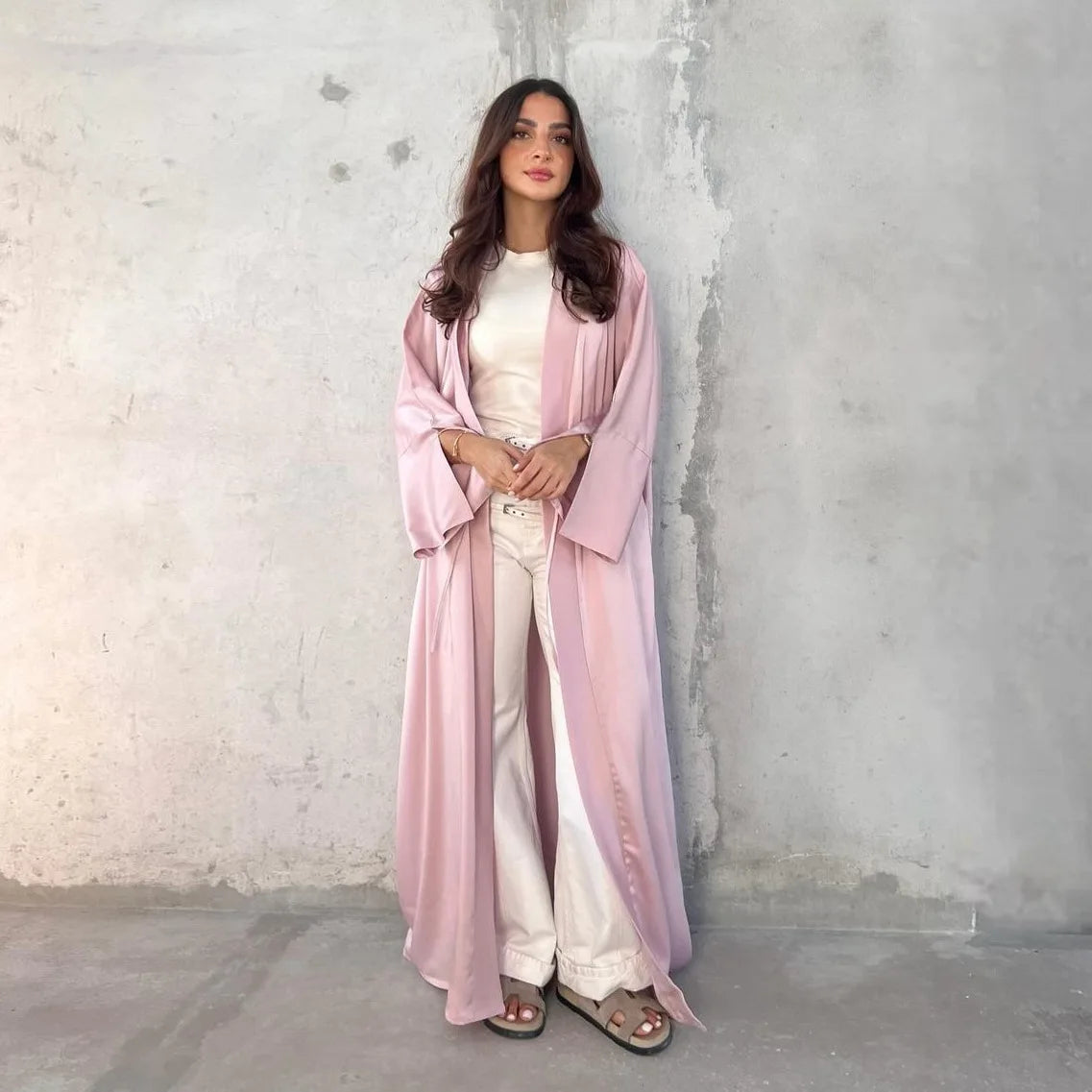 women kimono dress abaya pink Girls who love pink. A thread of our blush pink abayas in style  feather and kimono set. All outfits here are rewearable and can be dressed  up or down for regular classic